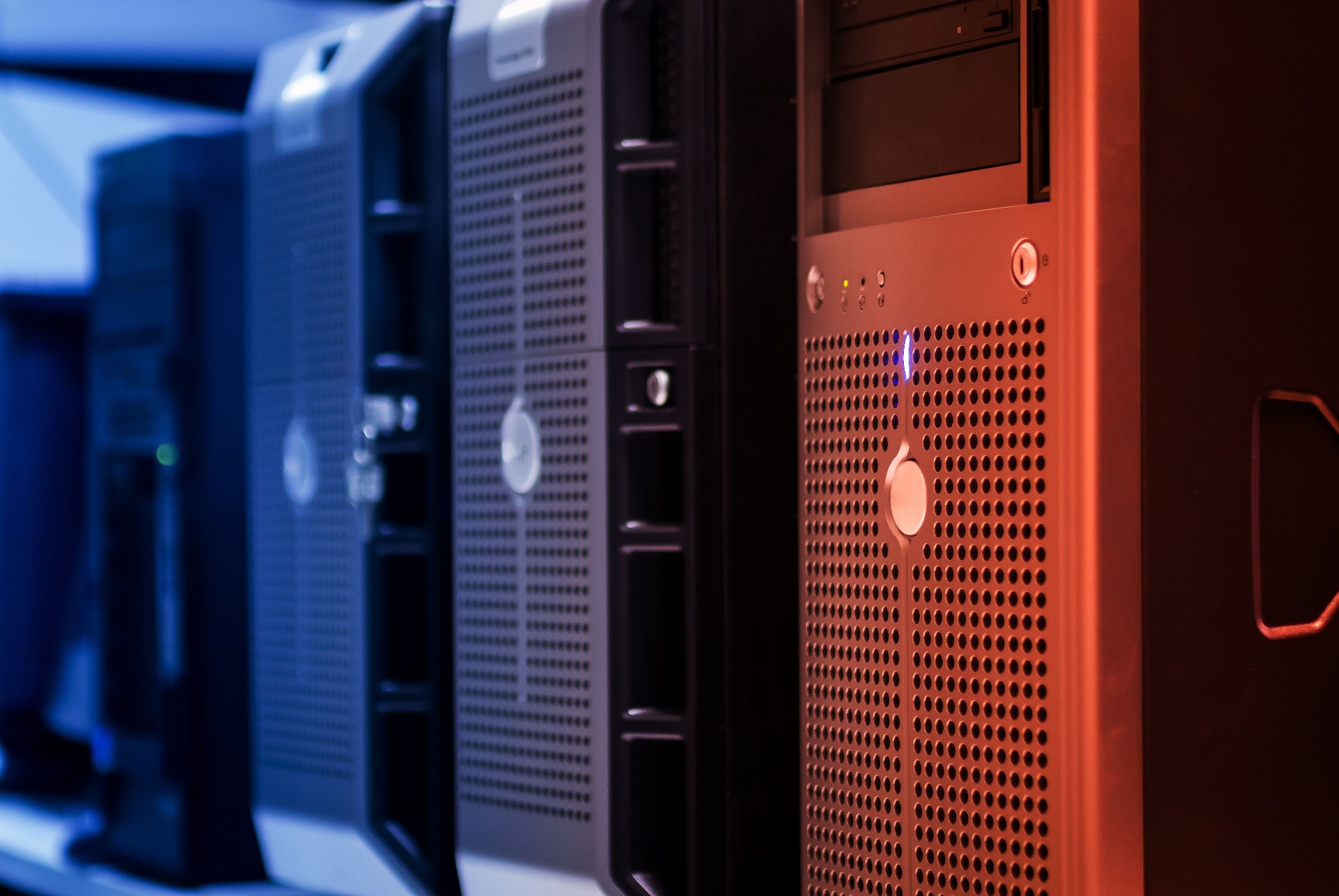 Row of server towers