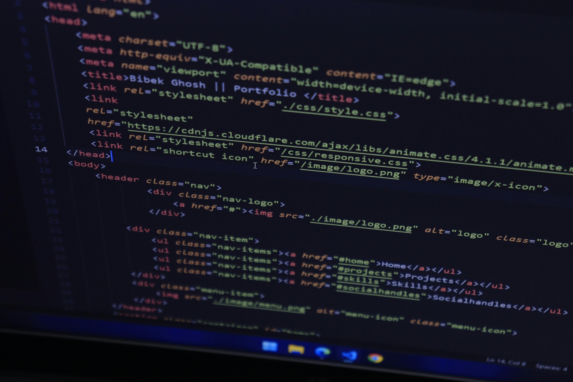 Source code on a monitor